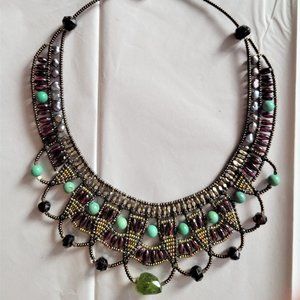 Unique Statement Choker! Peridot/Turquoise/Tahitian Pearl & Beads